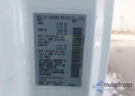 2017 Nissan Nv200 Sv from USA, damaged, VIN 3N6CM0KN7HK710315